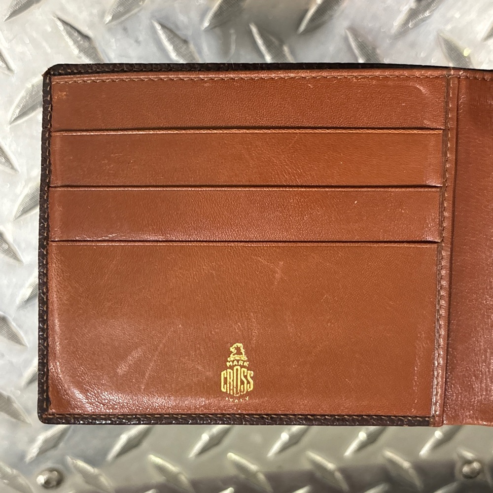 Mark Cross Brown Leather Wallet with Textured Finish